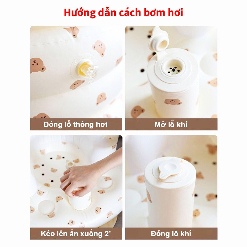 Cận cảnh van bơm hơi tự động tích hợp trên ghế tập ngồi cho bé, tiện lợi khi sử dụng