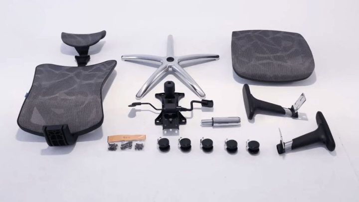 Cấu tạo chi tiết của ghế công thái học, minh họa các bộ phận