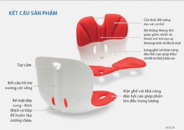 Cấu tạo chi tiết của ghế điều chỉnh tư thế ngồi Curble Kid