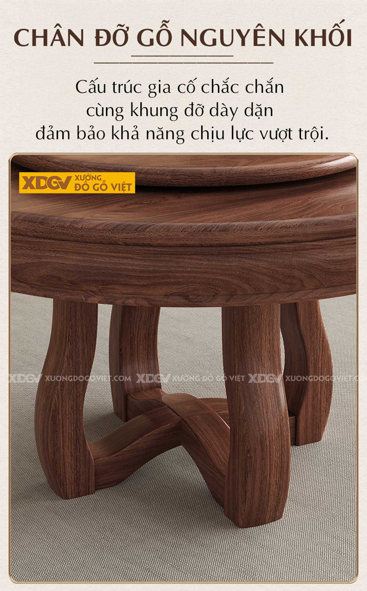 Chân bàn gỗ óc chó tân cổ điển điêu khắc tinh xảo