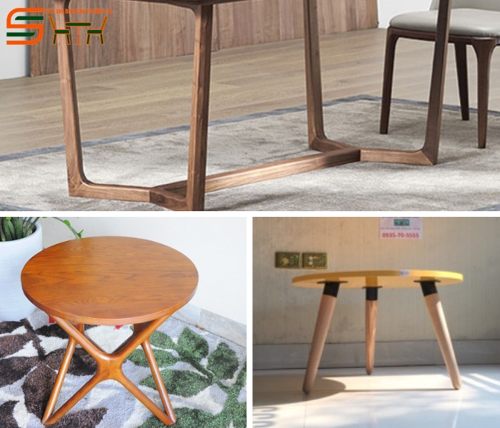 Chân bàn gỗ tần bì màu sáng cho không gian hiện đại