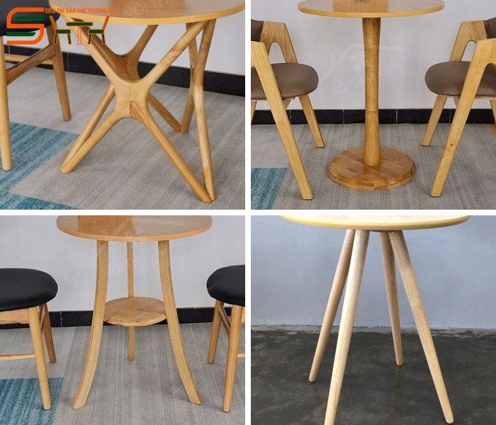 Chân bàn gỗ tròn tinh tế cho quán cà phê
