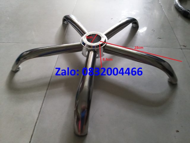 Chân ghế xoay inox 5 cánh màu bạc sáng bóng