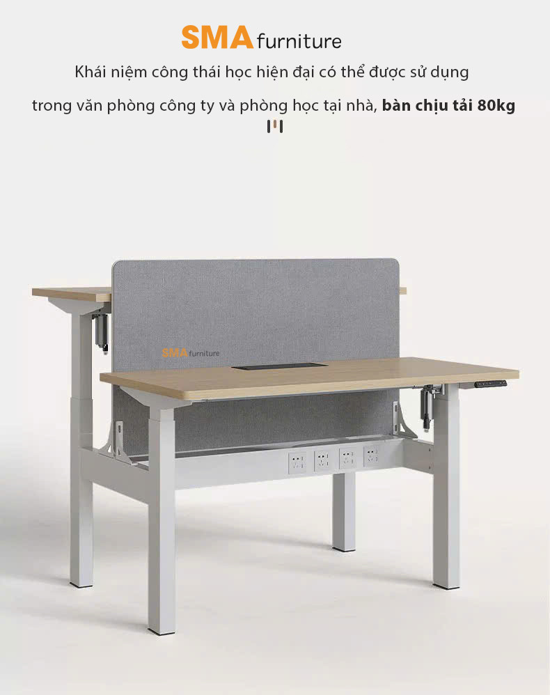 Chi tiết khung chân bàn làm việc đôi nâng hạ