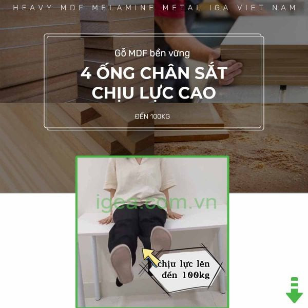 Chi tiết mặt bàn làm việc màu trắng chống trầy xước hiệu quả