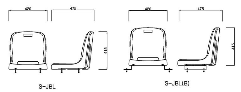 Chi tiết thông số kỹ thuật các mẫu ghế ngồi khán đài S-JBL và S-JBL(B)