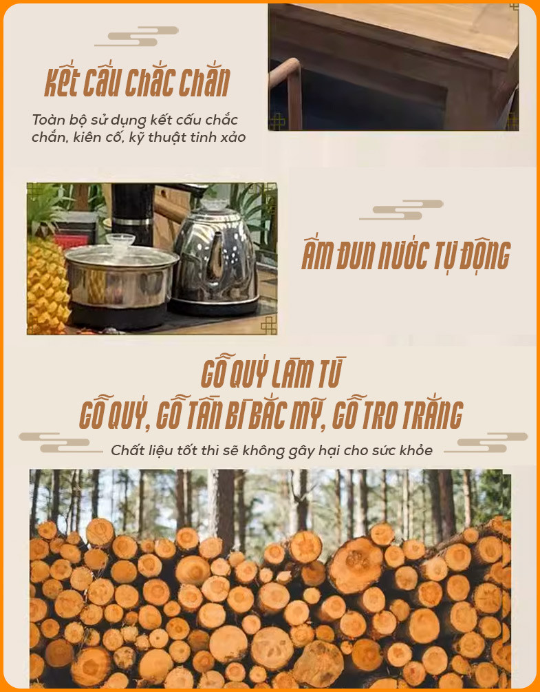 Chi tiết vân gỗ tự nhiên trên mặt bàn ăn có suối, thể hiện sự sang trọng và bền vững
