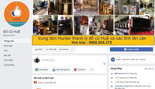 Cửa hàng trưng bày đa dạng các mẫu bàn ghế cũ và nội thất đã qua sử dụng tại Huế