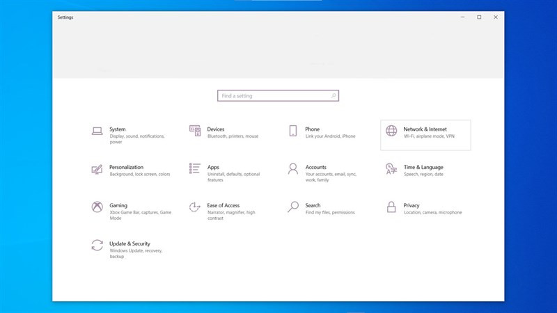Cửa sổ Cài đặt của Windows, bước đầu để xem phiên bản hệ điều hành.