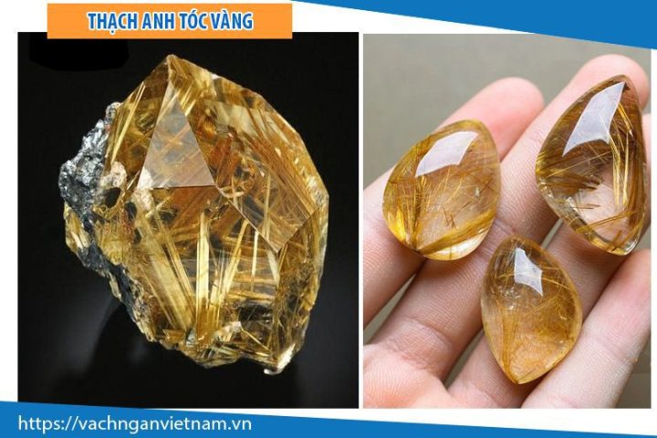 Đá phong thủy thạch anh tóc vàng để bàn làm việc