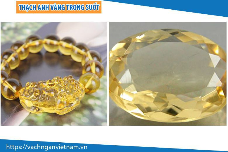 Đá phong thủy Thạch Anh Vàng trong suốt để bàn làm việc