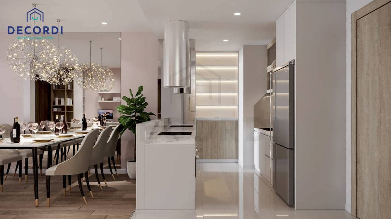 Đảo bếp nhỏ kết hợp bếp nấu tiện lợi