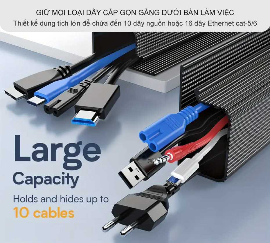 Dây cáp được sắp xếp gọn gàng trong khay