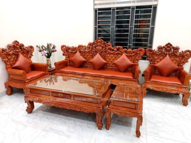 Đệm cho ghế gỗ bọc da hiện đại màu kem
