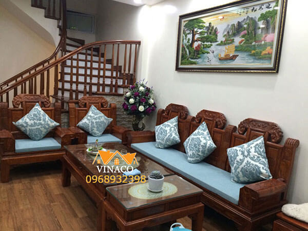 Đệm ghế gỗ đồng kỵ đẹp, tươi tắn của Nội thất Thanh Minh