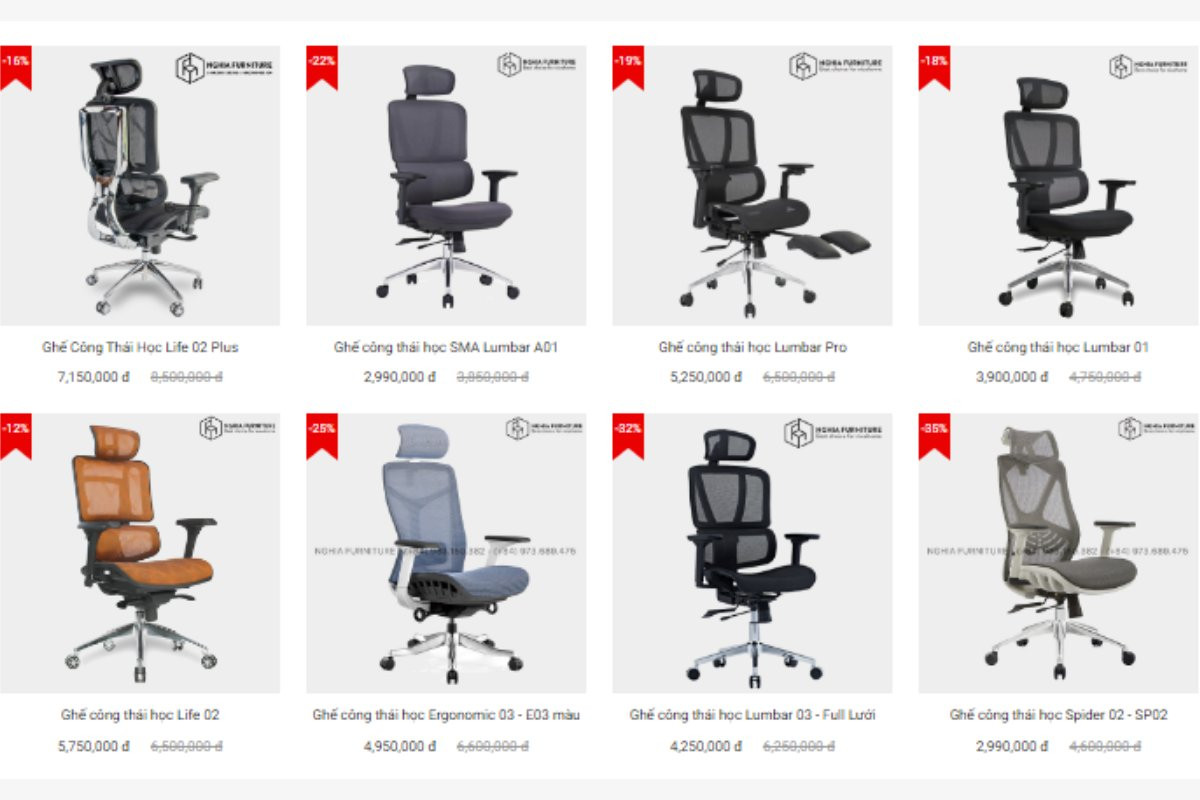 Địa chỉ mua ghế công thái học Nghĩa Furniture Hà Nội