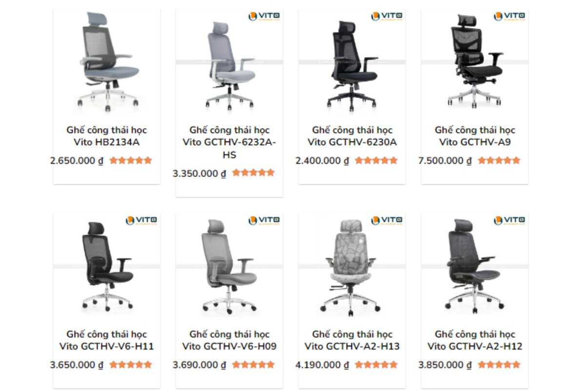 Địa chỉ mua ghế công thái học Nội thất Vito Hà Nội