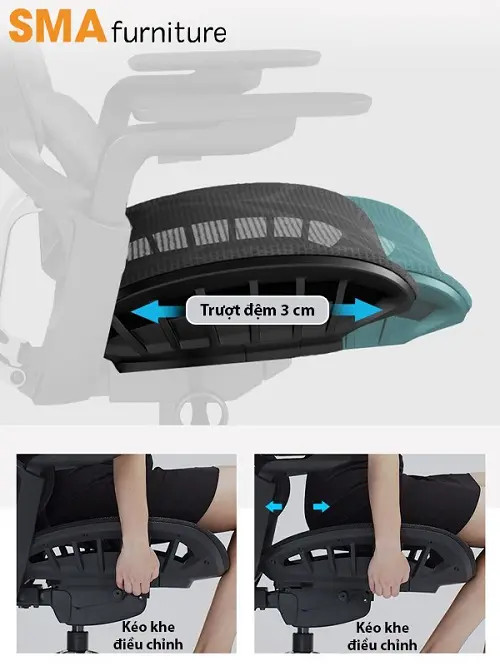 Điều chỉnh khoảng cách hợp lý giữa ghế và bắp chân để đảm bảo lưu thông máu tốt, tránh tê mỏi.