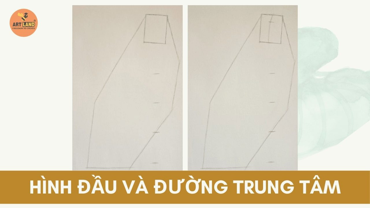 Định vị đường trung tâm và đường chân tóc để vẽ người ngồi trên ghế đơn giản