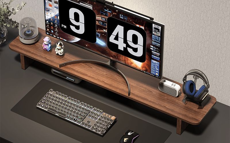 Đồ decor bàn máy tính với kệ bàn tối ưu không gian