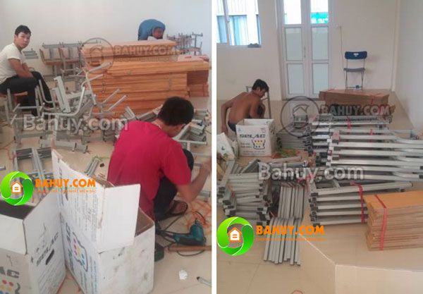 Đội ngũ kỹ thuật viên lắp đặt bàn ghế học sinh thanh lý chuyên nghiệp