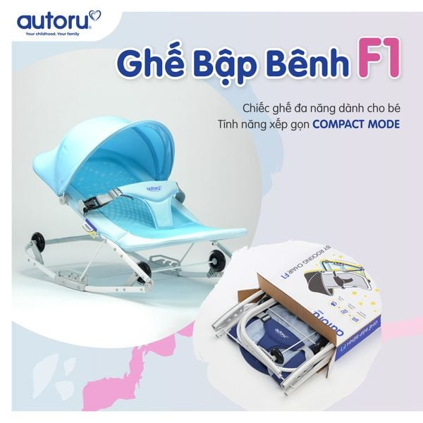 Em bé ngủ ngon trên ghế bập bênh Autoru, thể hiện sự thoải mái và an toàn