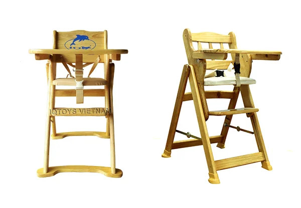 Ghế ăn dặm bằng gỗ tự nhiên chắc chắn cho bé