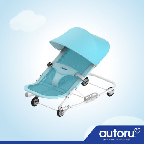Ghế bập bênh Autoru F1 màu xanh nhạt với thiết kế gọn nhẹ cho bé
