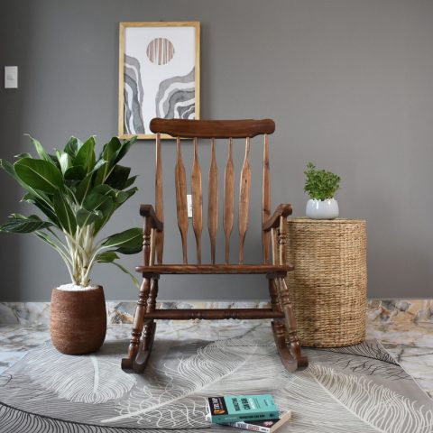 Ghế bập bênh gỗ tự nhiên phong cách vintage
