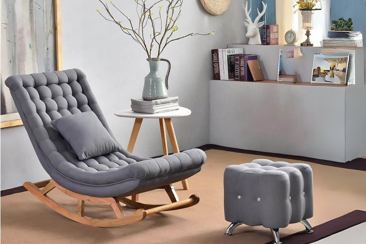 Ghế bập bênh hiện đại màu xám