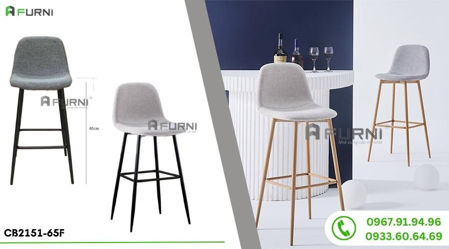 Ghế bar cho bàn đảo bếp bọc vải chân sắt hiện đại CB2151-65F