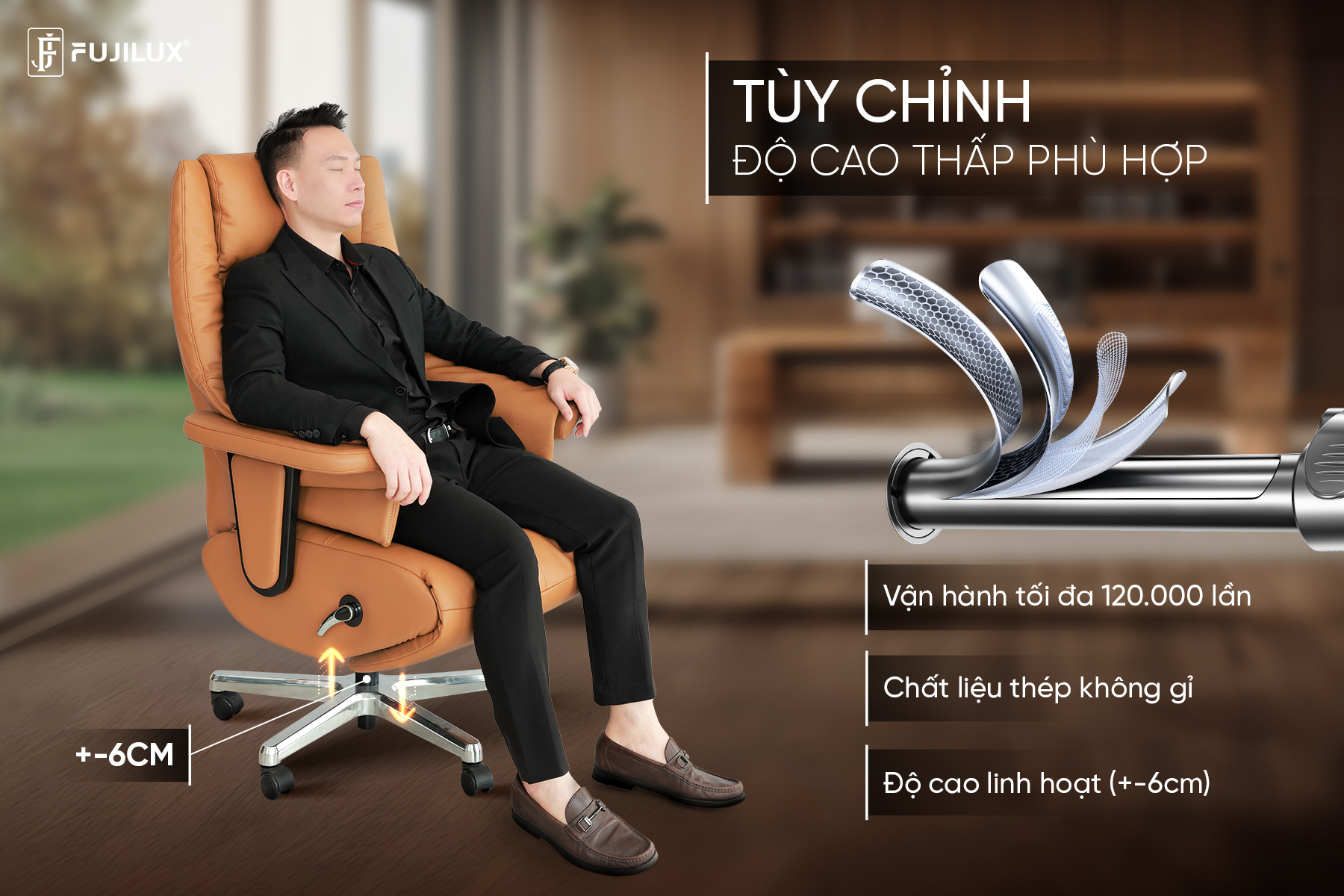 Ghế chủ tịch có chức năng nâng hạ chiều cao