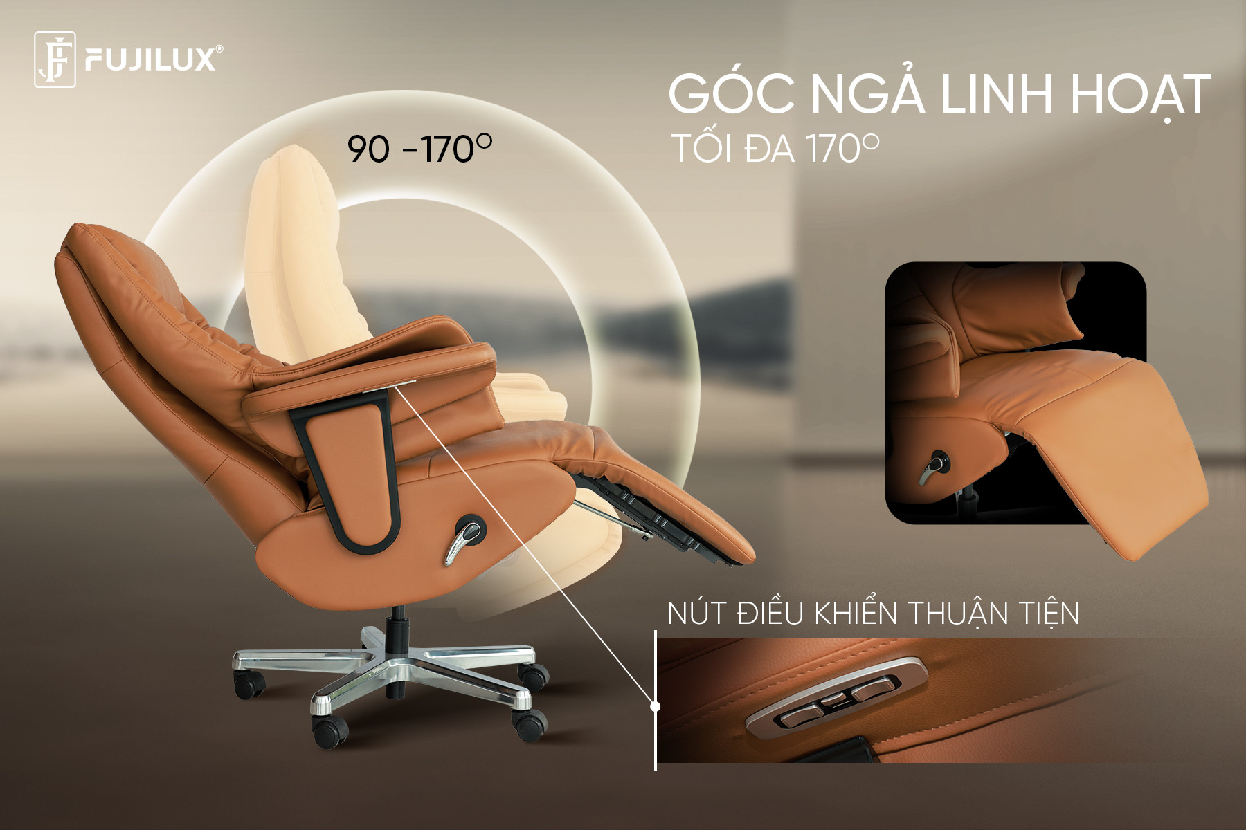 Ghế chủ tịch có thể điều chỉnh ngả thành giường nằm