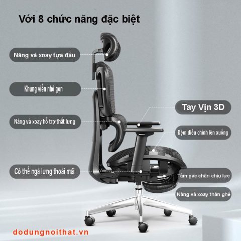Ghế công thái học CTH 99 tổng thể từ phía trước