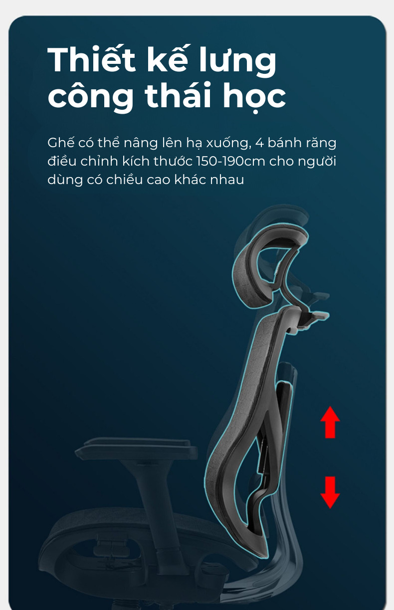 Ghế công thái học khung kim loại giúp cải thiện tư thế