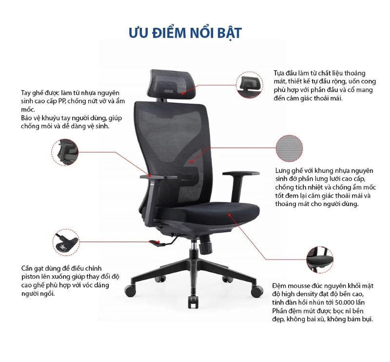 Ghế công thái học Ryan R02TD