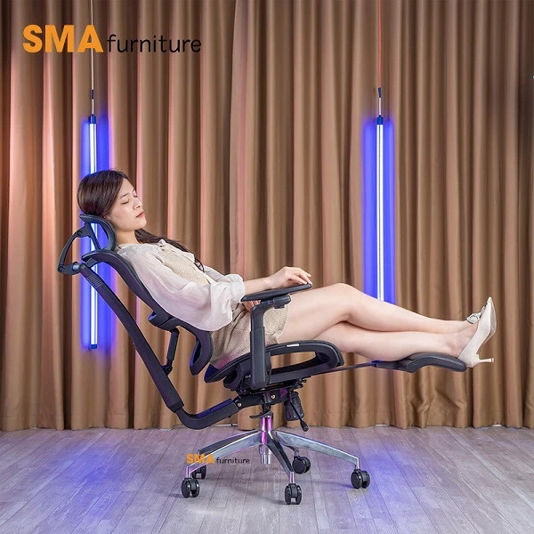 Ghế công thái học SMA Lumbar 03 với lưới toàn phần và gác chân tiện lợi