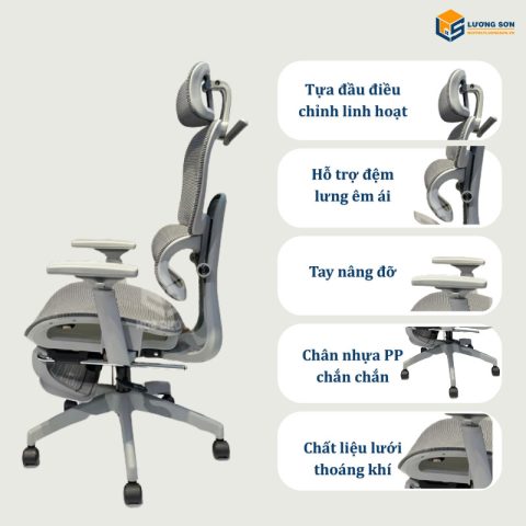 Ghế công thái học Yisong với thiết kế khung lưới