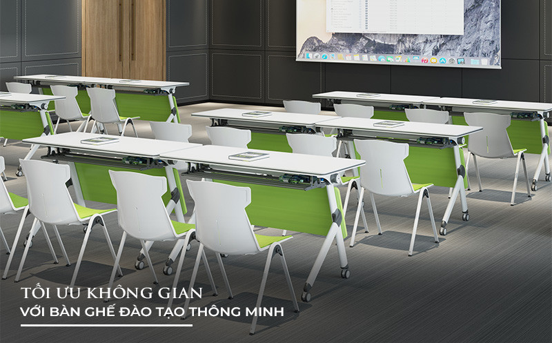 Ghế đào tạo có bàn viết tích hợp tiện lợi và tối ưu diện tích