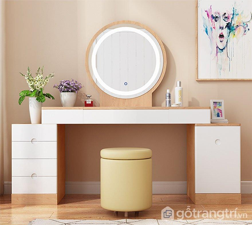 Ghế đôn bàn trang điểm hình trụ bọc nhung