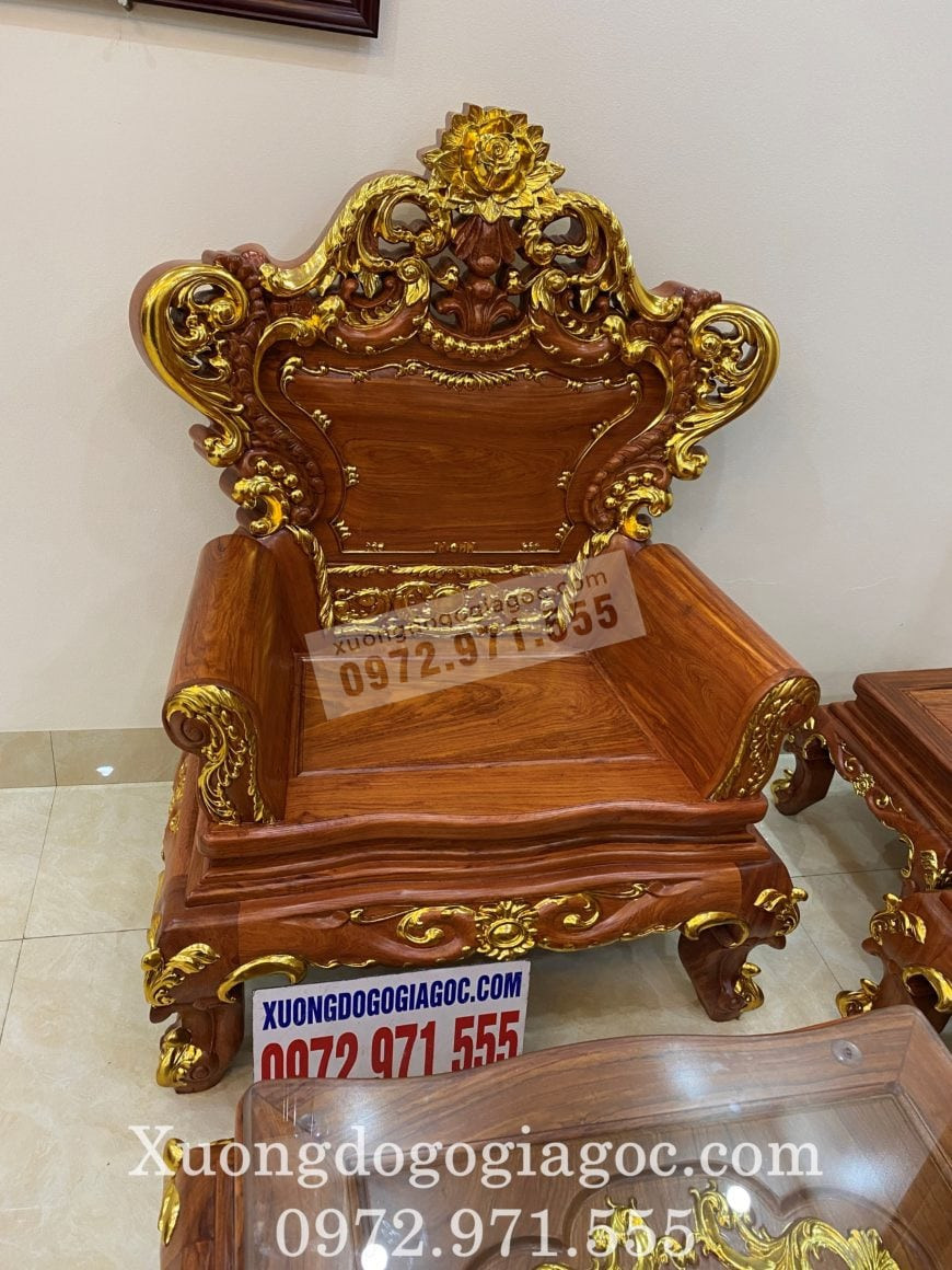 Ghế đơn hoàng gia dát vàng cao cấp