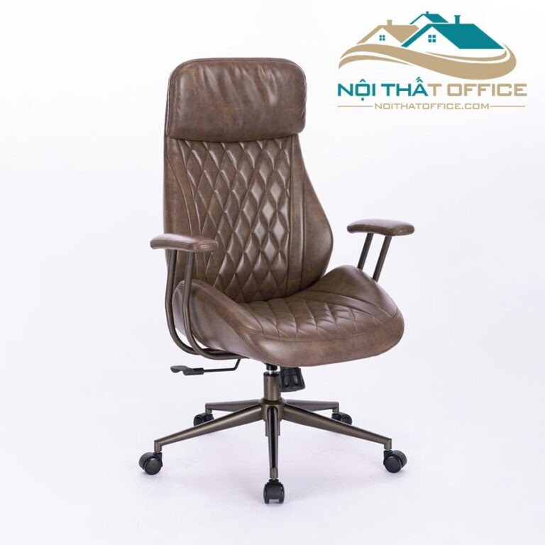 Ghế giám đốc GGD-058 bọc da Nappa cao cấp màu nâu, thiết kế sang trọng
