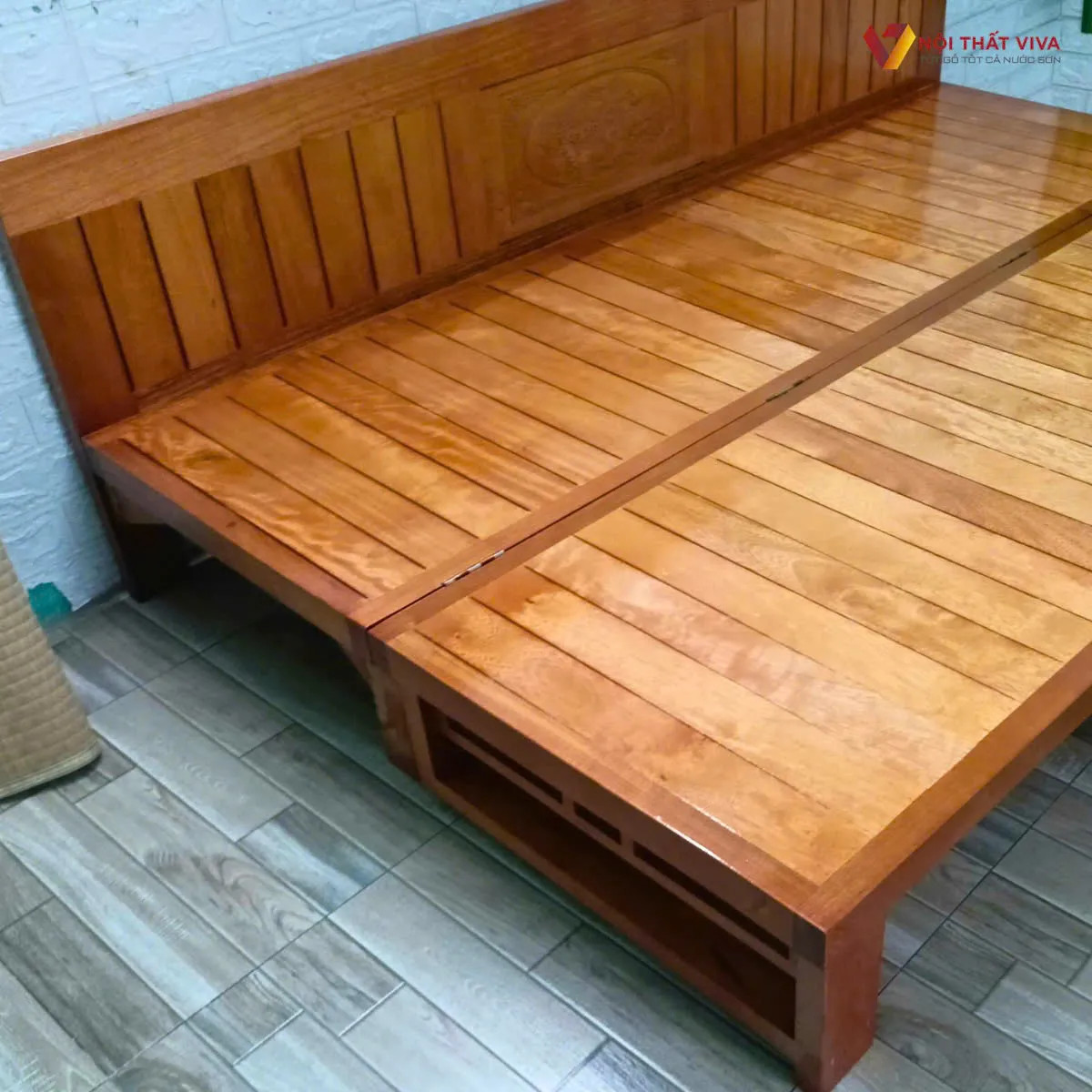 Ghế gỗ gấp thành giường giúp tối ưu diện tích cho không gian nhỏ