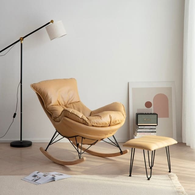 Ghế gỗ nằm bập bênh có đệm sofa cho người già