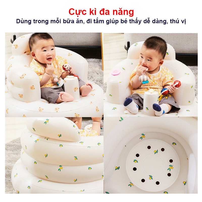 Ghế hơi tập ngồi cho bé màu hồng phong cách Hàn Quốc, thiết kế chống ngã hiệu quả