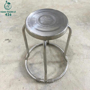 Ghế inox tròn Qui Phúc cũ chống gỉ, bền đẹp thanh lý tại TPHCM