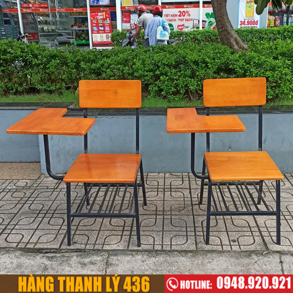 ghế liền bàn học sinh thanh lý với mặt gỗ tự nhiên bền đẹp