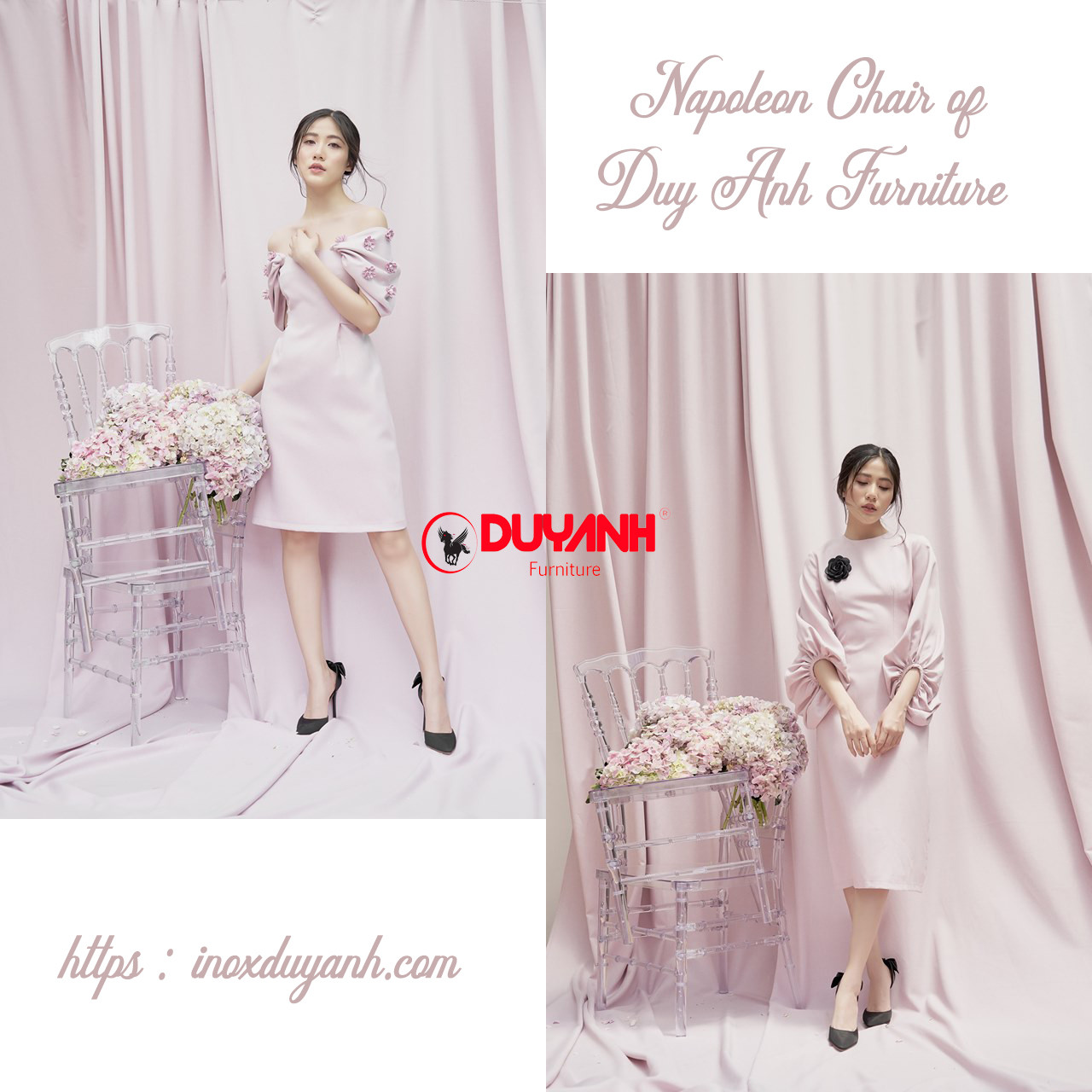Ghế Napoleon trong suốt cùng người mẫu