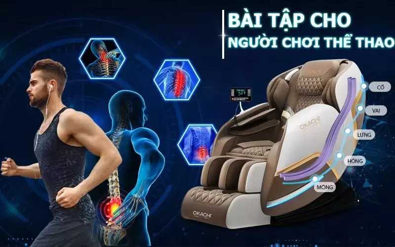 Ghế ngồi massage lưng hỗ trợ phục hồi cơ bắp cho người tập thể thao