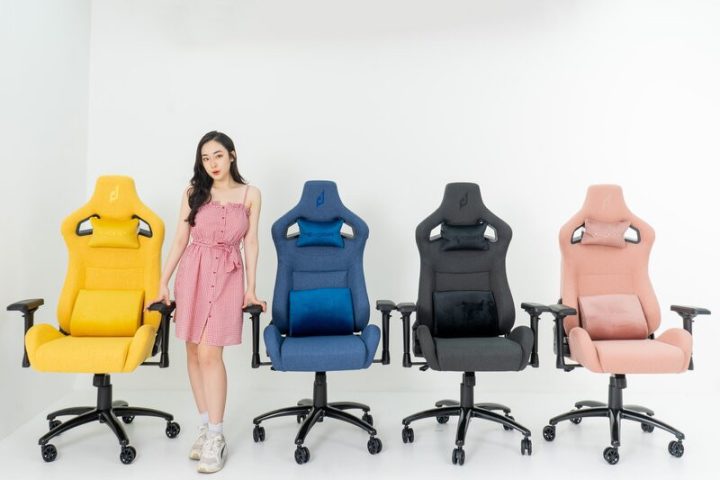 Ghế ngồi máy tính màu hồng công thái học giúp duy trì tư thế đúng